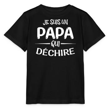 je suis un papa qui déchire - T-shirt bio MINI CREATOR Stanley/Stella Enfant - noir - Devant - Mikhail (115cm)