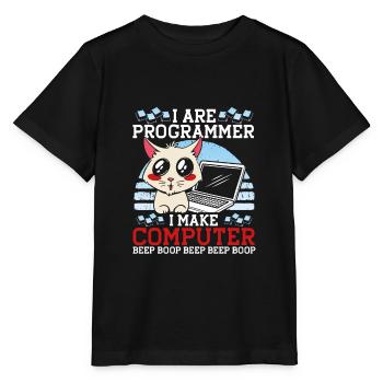 Katze Programmieren Coder Programmierer - Stanley/Stella Kinder T-Shirt MINI CREATOR  - Schwarz - Vorne - Mikhail (115cm)
