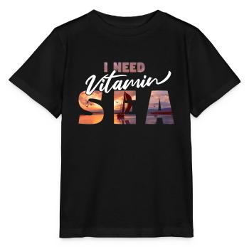 J’ai besoin de vitamines mer - Voilier maritim - T-shirt bio MINI CREATOR Stanley/Stella Enfant - noir - Devant - Mikhail (115cm)
