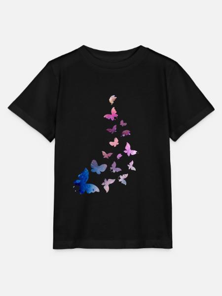 Schmetterling Schwarm Harmonie blau rosa - Stanley/Stella Kinder T-Shirt MINI CREATOR - Schwarz