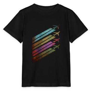 Airplanes airplanes with contrails - Stanley/Stella MINI CREATOR Kids’ T-Shirt - black - Front - Mikhail (115cm)