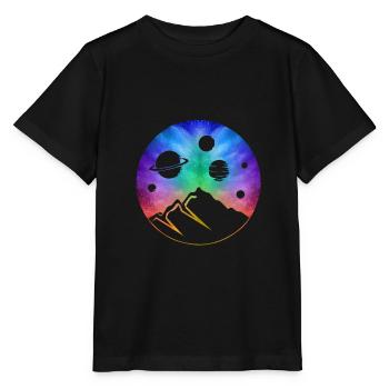 Planet colorful outer space Milky Way - Stanley/Stella MINI CREATOR Kids’ T-Shirt - black - Front - Mikhail (115cm)