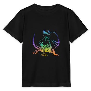 Collared Lizard Frilled Neck Lizard Outline - Stanley/Stella MINI CREATOR Kids’ T-Shirt - black - Front - Mikhail (115cm)