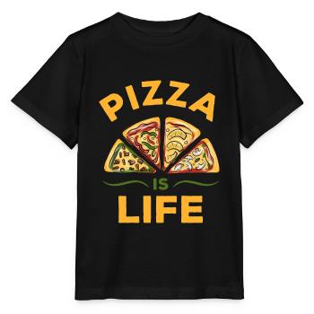 Pizza is life - pizza - Stanley/Stella MINI CREATOR Kids’ T-Shirt - black - Front - Mikhail (115cm)