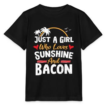 Juste une fille qui aime le soleil et le bacon - Bacon - T-shirt bio MINI CREATOR Stanley/Stella Enfant - noir - Devant - Mikhail (115cm)