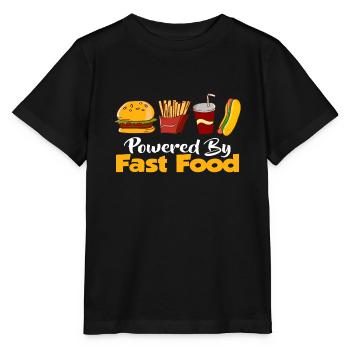 Powered by fast food - Stanley/Stella MINI CREATOR Kids’ T-Shirt - black - Front - Mikhail (115cm)