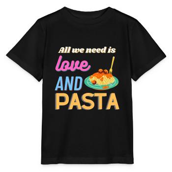 All we need is love and pasta - Stanley/Stella Kinder T-Shirt MINI CREATOR  - Schwarz - Vorne - Mikhail (115cm)