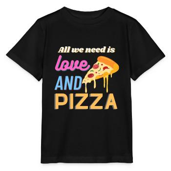 All we need is love and pizza - Stanley/Stella Kinder T-Shirt MINI CREATOR  - Schwarz - Vorne - Mikhail (115cm)