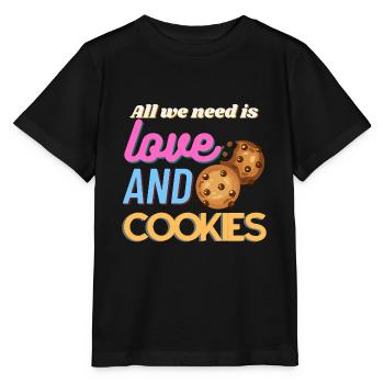 All we need is love and cookies - Stanley/Stella Kinder T-Shirt MINI CREATOR  - Schwarz - Vorne - Mikhail (115cm)