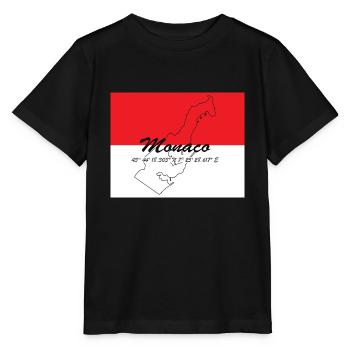 Monaco - Stadtstaat mit GPS & Flagge - Stanley/Stella Kinder T-Shirt MINI CREATOR  - Schwarz - Vorne - Mikhail (115cm)