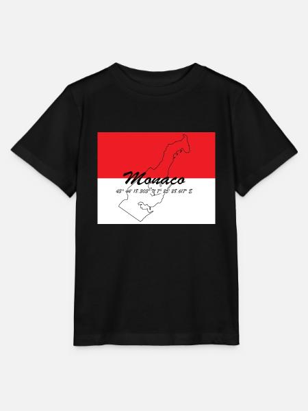 Monaco - Stadtstaat mit GPS & Flagge - Stanley/Stella Kinder T-Shirt MINI CREATOR - Schwarz