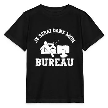 je serai dans mon bureau - T-shirt bio MINI CREATOR Stanley/Stella Enfant - noir - Devant - Mikhail (115cm)