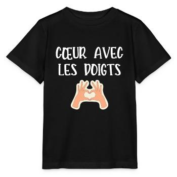 cœur avec les doigts - T-shirt bio MINI CREATOR Stanley/Stella Enfant - noir - Devant - Mikhail (115cm)