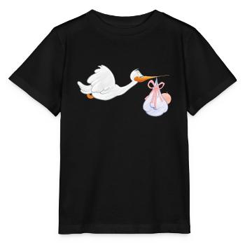 La cigogne apporte le bébé - T-shirt bio MINI CREATOR Stanley/Stella Enfant - noir - Devant - Mikhail (115cm)