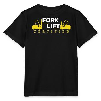Forklift Certified Gabelstapler Logo - Stanley/Stella Kinder T-Shirt MINI CREATOR  - Schwarz - Vorne - Mikhail (115cm)