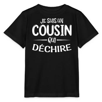 cousin qui déchire cadeau cousin - T-shirt bio MINI CREATOR Stanley/Stella Enfant - noir - Devant - Mikhail (115cm)