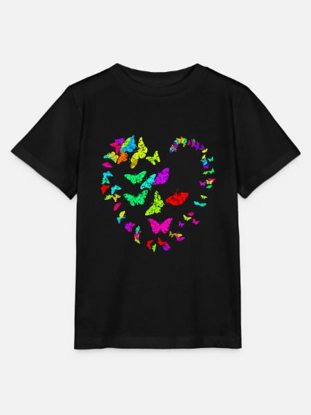 Herz aus Schmetterlingen - metallic - Stanley/Stella Kinder T-Shirt MINI CREATOR - Schwarz
