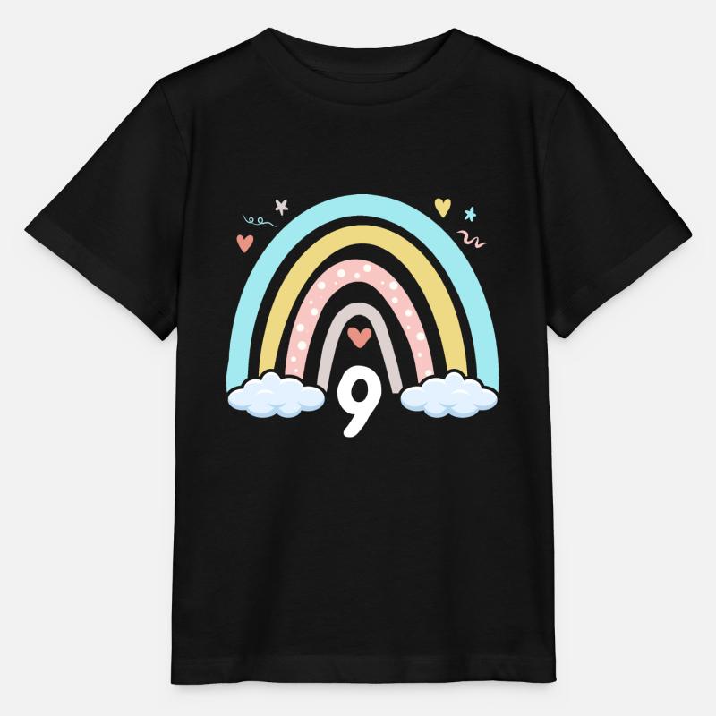 9 års fødselsdag pige Rainbow Boho - Stanley/Stella T-shirt MINI CREATOR til børn - sort