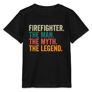 Firefighter The Man The Myth The Legend - Stanley/Stella MINI CREATOR Kids’ T-Shirt - black - Front - Mikhail (115cm)
