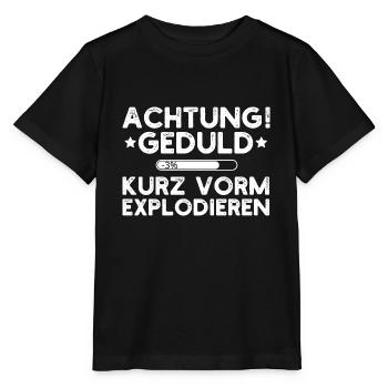 Attention : Patience 3 % sur le point d’exploser - T-shirt bio MINI CREATOR Stanley/Stella Enfant - noir - Devant - Mikhail (115cm)