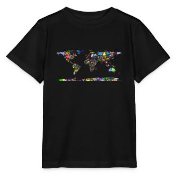 Abstrakte Weltkarte - Stanley/Stella Kinder T-Shirt MINI CREATOR  - Schwarz - Vorne - Mikhail (115cm)