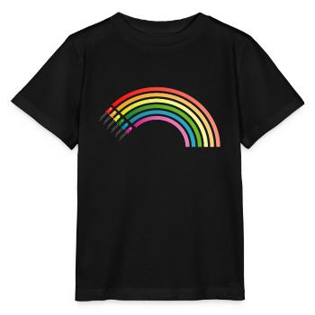 Regenbogen LED Shirt Geschenkidee Sonderangebot - Stanley/Stella Kinder T-Shirt MINI CREATOR  - Schwarz - Vorne - Mikhail (115cm)