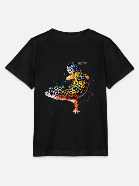 Aquarelle Lézard Gecko Reptile Keeper Lézard - T-shirt bio MINI CREATOR Stanley/Stella Enfant - noir
