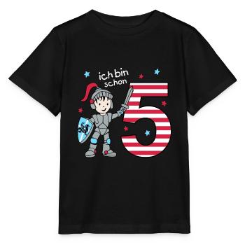 5. Geburtstag Ritter Jungen Geschenkidee - Stanley/Stella Kinder T-Shirt MINI CREATOR  - Schwarz - Vorne - Mikhail (115cm)
