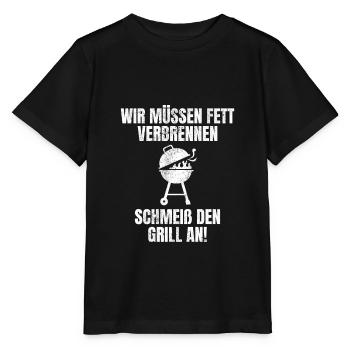 Nous devons brûler les graisses. Mettez le gril - T-shirt bio MINI CREATOR Stanley/Stella Enfant - noir - Devant - Mikhail (115cm)