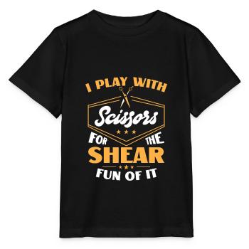 I Play With Scissors For The Shear Fun Of It Hair - Stanley/Stella MINI CREATOR Kids’ T-Shirt - black - Front - Mikhail (115cm)