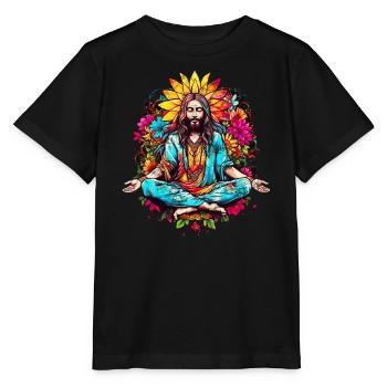 Jesus Christus Meditation Hippie Flower Power Yoga - Stanley/Stella Kinder T-Shirt MINI CREATOR  - Schwarz - Vorne - Mikhail (115cm)