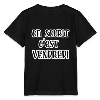 on sourit c'est vendredi - T-shirt bio MINI CREATOR Stanley/Stella Enfant - noir - Devant - Mikhail (115cm)