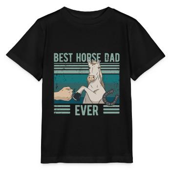 BEST HORSE DAD EVER poing bump cool - T-shirt bio MINI CREATOR Stanley/Stella Enfant - noir - Devant - Mikhail (115cm)