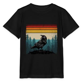 Couleurs rétro corbeau corbeau oiseau corbeau corbeau - T-shirt bio MINI CREATOR Stanley/Stella Enfant - noir - Devant - Mikhail (115cm)