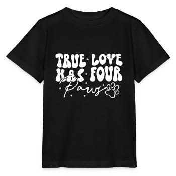 Hund Wahre Liebe hat vier Pfoten Hundebesitzer Wau - Stanley/Stella Kinder T-Shirt MINI CREATOR  - Schwarz - Vorne - Mikhail (115cm)