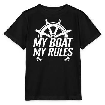 My boat my rules, Boating - T-shirt bio MINI CREATOR Stanley/Stella Enfant - noir - Devant - Mikhail (115cm)