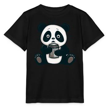 Caffeine Panda: From Morning Grouch to Early Riser - Stanley/Stella MINI CREATOR Kids’ T-Shirt - black - Front - Mikhail (115cm)