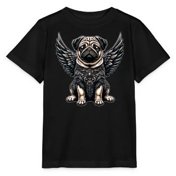 Süßer Mops Engel mit barocken und gotischen - Stanley/Stella Kinder T-Shirt MINI CREATOR  - Schwarz - Vorne - Mikhail (115cm)