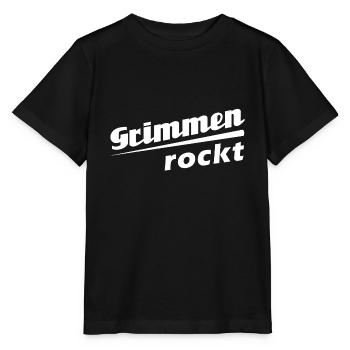 Grimmen rockt - Textdesign mit Stadtnamen - Stanley/Stella Kinder T-Shirt MINI CREATOR  - Schwarz - Vorne - Mikhail (115cm)
