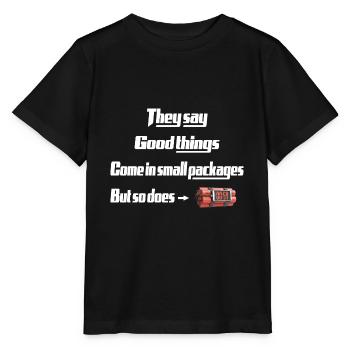 Les bonnes choses viennent dans de petits paquets Design unique - T-shirt bio MINI CREATOR Stanley/Stella Enfant - noir - Devant - Mikhail (115cm)