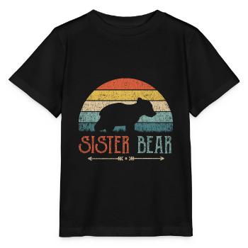 Schwester Bär Geschwister Lustiges Geschenk - Stanley/Stella Kinder T-Shirt MINI CREATOR  - Schwarz - Vorne - Mikhail (115cm)