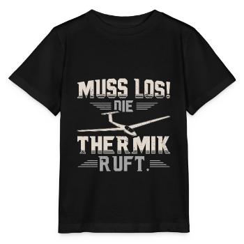 Segelflugzeug - Stanley/Stella Kinder T-Shirt MINI CREATOR  - Schwarz - Vorne - Mikhail (115cm)