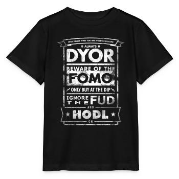 DYOR FUD HODL - T-shirt bio MINI CREATOR Stanley/Stella Enfant - noir - Devant - Mikhail (115cm)