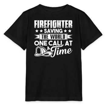 Firefighter Saving The World - Stanley/Stella MINI CREATOR Kids’ T-Shirt - black - Front - Mikhail (115cm)