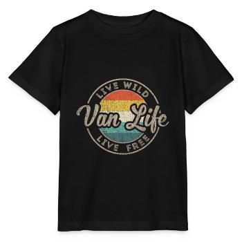 Van Life Vintage Retro Bus Transporter Road Trip - Stanley/Stella MINI CREATOR Kids’ T-Shirt - black - Front - Mikhail (115cm)