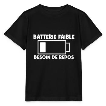 Batterie faible - T-shirt bio MINI CREATOR Stanley/Stella Enfant - noir - Devant - Mikhail (115cm)