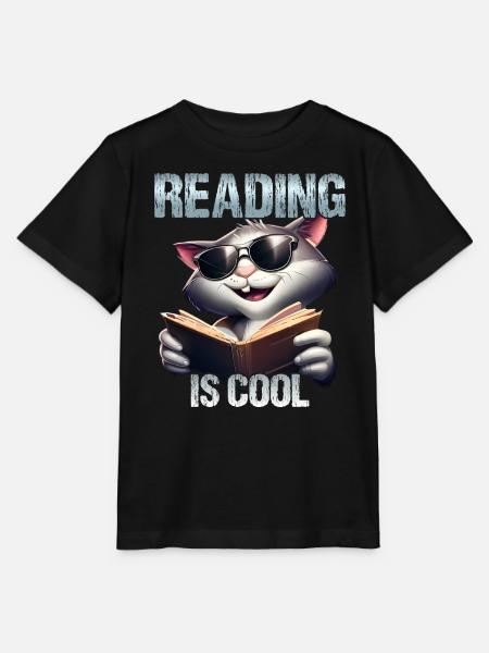 Reading is cool Katze - Stanley/Stella Kinder T-Shirt MINI CREATOR  - Schwarz