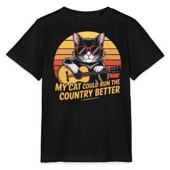 Meine Katze würde das Land besser regieren - Stanley/Stella Kinder T-Shirt MINI CREATOR  - Schwarz - Vorne - Mikhail (115cm)