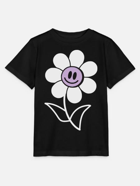 Lächelnde Blume - Stanley/Stella Kinder T-Shirt MINI CREATOR - Schwarz
