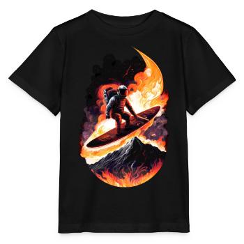 Surfender Astronaut - Stanley/Stella Kinder T-Shirt MINI CREATOR  - Schwarz - Vorne - Mikhail (115cm)